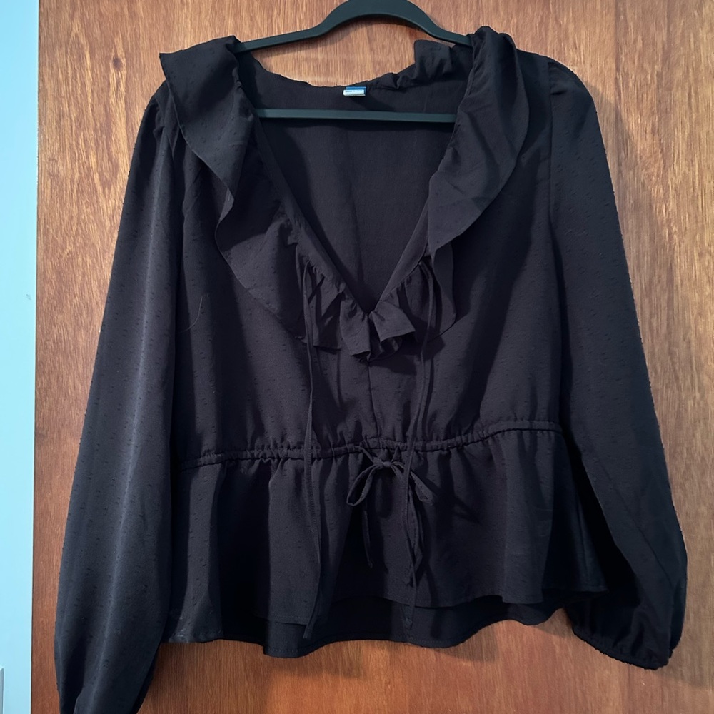 Old Navy Black Ruffled Peplum Blouse